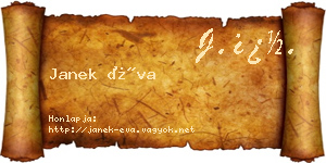 Janek Éva névjegykártya